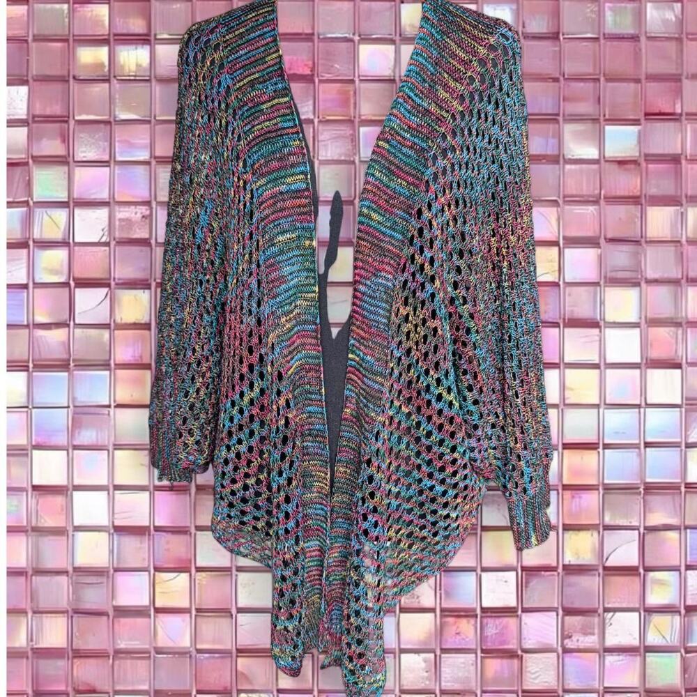 Rainbow multicolor crochet cardigan